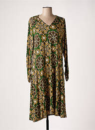 Robe mi-longue coupe fluide manches longues vert TOUPY femme