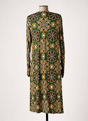 Robe mi-longue coupe fluide manches longues vert TOUPY femme