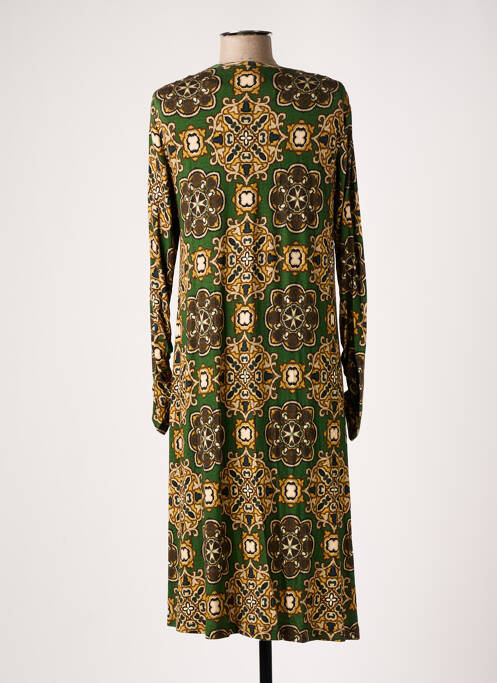 Robe mi-longue coupe fluide manches longues vert TOUPY femme