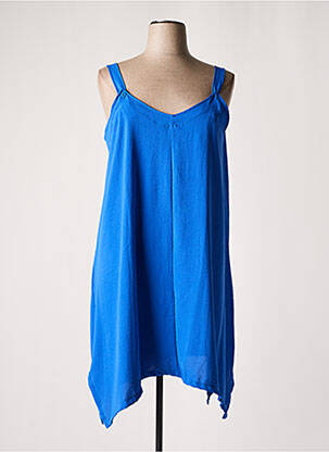 Robe mi-longue col v fines bretelles bleu G!OZE femme