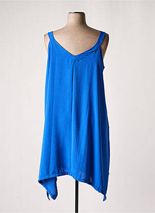 Robe mi-longue coupe fluide fines bretelles bleu G!OZE femme
