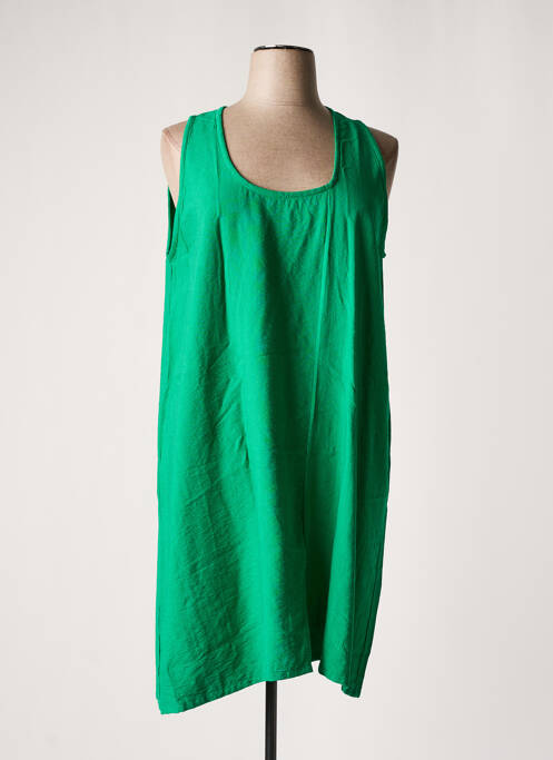 Robe mi-longue vert POISSONS BLANCS pour femme