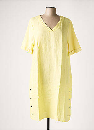 Robe mi-longue manches courtes manches courtes jaune YESTA femme