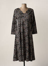 Robe mi-longue imprimé fantaisie manches longues noir OLIVER JUNG femme