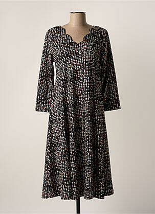 Robe mi-longue coupe évasée manches longues noir OLIVER JUNG femme