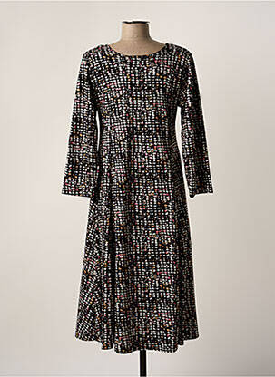 Robe mi-longue imprimé fantaisie manches longues noir OLIVER JUNG femme