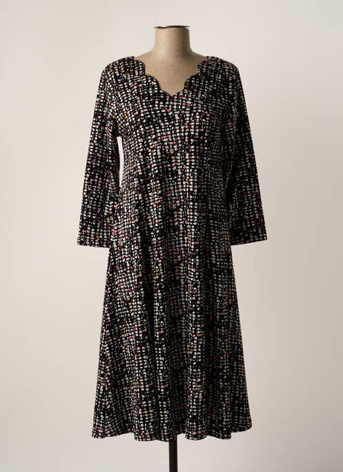 Robe mi-longue imprimé fantaisie manches longues noir OLIVER JUNG femme
