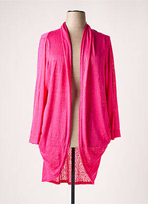 Gilet manches longues col v rose FRANCK ANNA femme