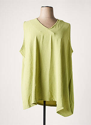Top col v sans manche vert FRANCK ANNA femme