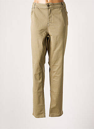 Pantalon slim tissage popeline beige YESTA femme