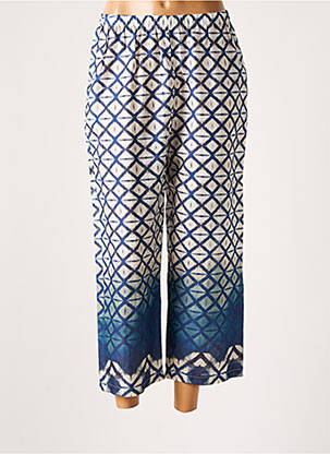 Pantalon 7/8 tissage popeline taille normale bleu FRANCK ANNA femme