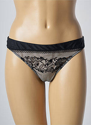 Tanga effet matière satinée noir WACOAL femme