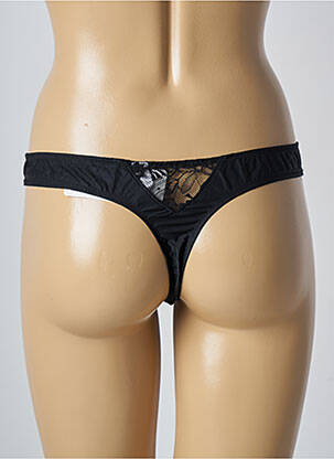 Tanga effet matière satinée noir WACOAL femme
