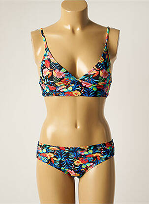 Maillot de bain 2 pièces bretelles élastiquées ajustables haut triangles rouge SUN PROJECT femme