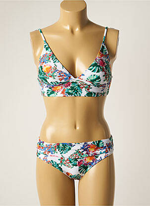 Maillot de bain 2 pièces bretelles élastiquées ajustables haut triangles vert SUN PROJECT femme