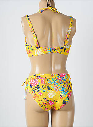 Maillot de bain 2 pièces fermeture clip haut soutien-gorge emboitant jaune SALÉE femme