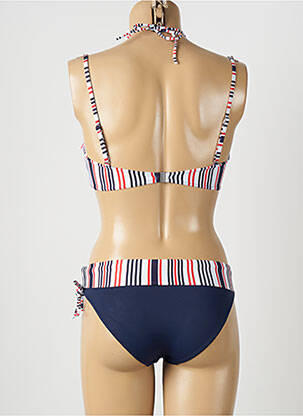 Maillot de bain 2 pièces fermeture clip haut soutien-gorge emboitant bleu SALÉE femme
