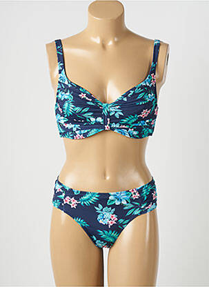 Maillot de bain 2 pièces fermeture clip haut soutien-gorge emboitant bleu LOLITA ANGELS femme