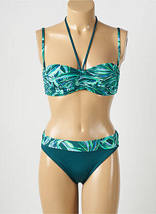 Maillot de bain 2 pièces fermeture clip haut soutien-gorge emboitant vert LOLITA ANGELS femme