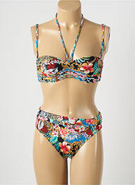 Maillot de bain 2 pièces fermeture clip haut soutien-gorge emboitant noir LOLITA ANGELS femme