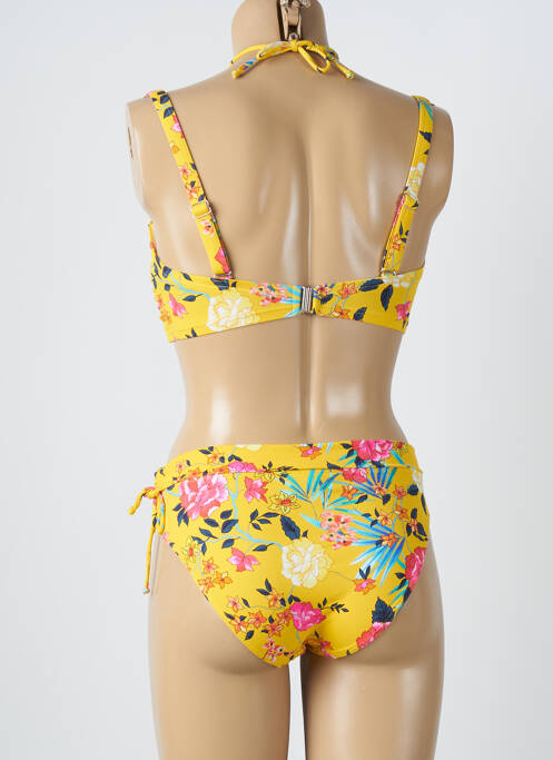 Maillot de bain 2 pièces fermeture clip haut soutien-gorge emboitant jaune SALÉE femme