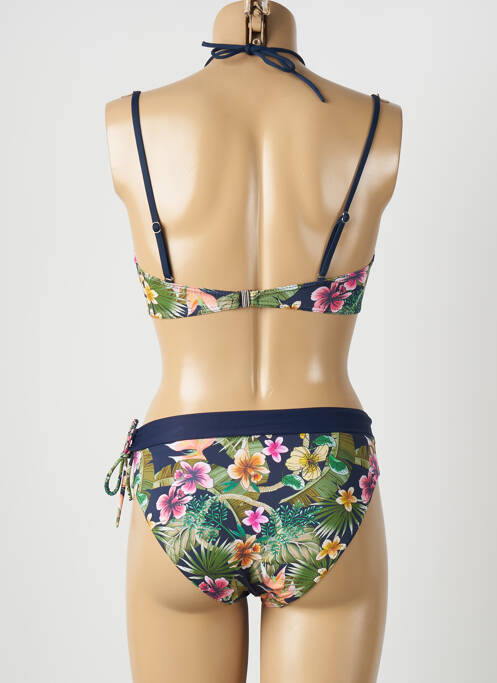 Maillot de bain 2 pièces fermeture clip haut soutien-gorge emboitant bleu SALÉE femme