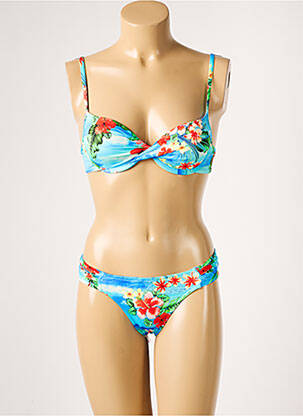 Maillot de bain 2 pièces stretch haut soutien-gorge moulé bleu LOLITA ANGELS femme
