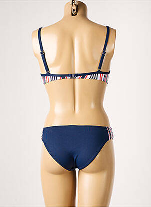 Maillot de bain 2 pièces fermeture clip haut soutien-gorge moulé bleu SALÉE femme