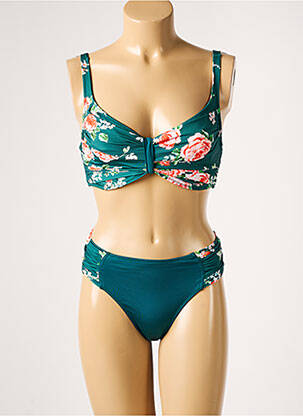 Maillot de bain 2 pièces fermeture clip haut soutien-gorge emboitant vert LOLITA ANGELS femme