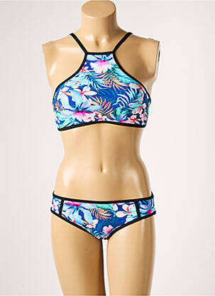 Maillot de bain 2 pièces fermeture clip brassieres bleu SUN PROJECT femme