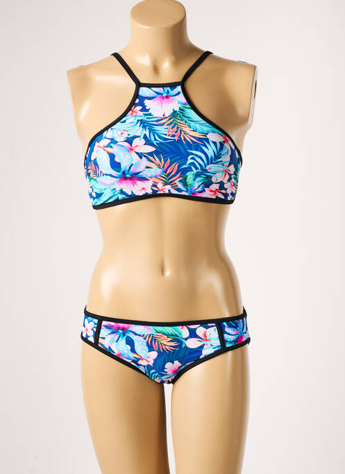 Maillot de bain 2 pièces fermeture clip brassieres bleu SUN PROJECT femme