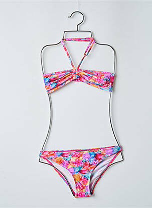 Maillot de bain 2 pièces effet matière satinée rose SUN PROJECT fille