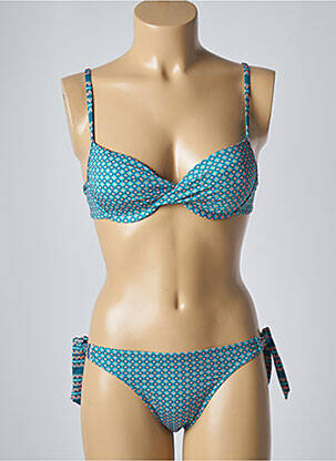 Maillot de bain 2 pièces stretch haut soutien-gorge moulé bleu LOLITA ANGELS femme