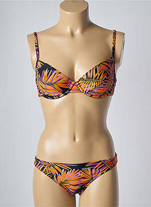 Maillot de bain 2 pièces stretch haut soutien-gorge balconnet orange SUN PROJECT femme