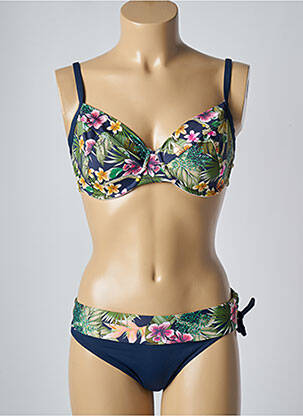 Maillot de bain 2 pièces stretch haut soutien-gorge balconnet bleu O'SALEE femme