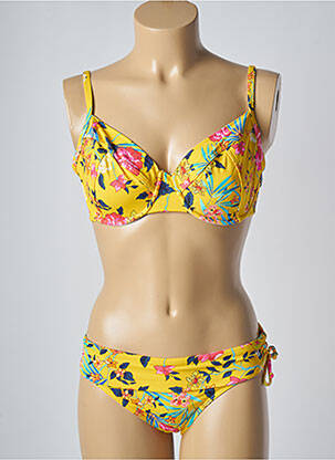 Maillot de bain 2 pièces stretch haut soutien-gorge balconnet jaune O'SALEE femme