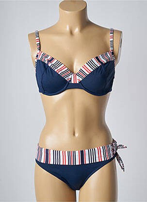 Maillot de bain 2 pièces stretch haut soutien-gorge balconnet bleu O'SALEE femme