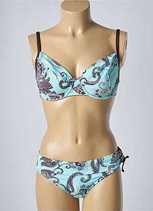 Maillot de bain 2 pièces stretch haut soutien-gorge balconnet bleu O'SALEE femme