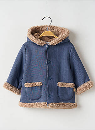 Manteau long col rond a capuche bleu MAYORAL fille