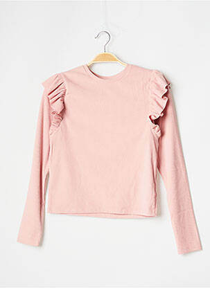Pull tissage côtelé manches longues rose TIFFOSI fille