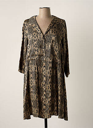 Robe courte manches 3/4 manches 3/4 beige PAKO LITTO femme