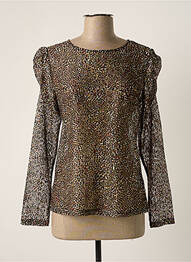 Top imprimé fantaisie manches longues noir MOLLY BRACKEN femme