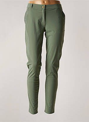 Pantalon slim tissage popeline taille normale vert HBT femme