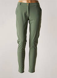 Pantalon slim tissage popeline taille normale vert HBT femme