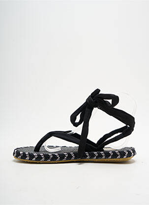 Tongs tissage satiné talon plat jusqu'à 3cm noir NALHO femme