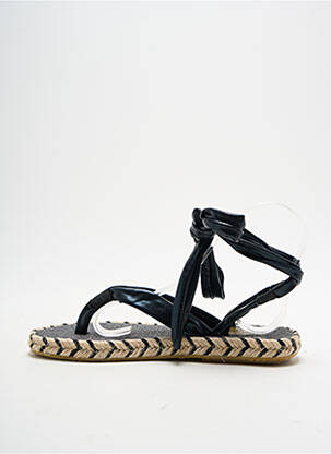 Tongs matière lisse talon plat jusqu'à 3cm noir NALHO femme
