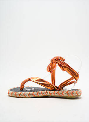 Tongs matière lisse talon plat jusqu'à 3cm orange NALHO femme