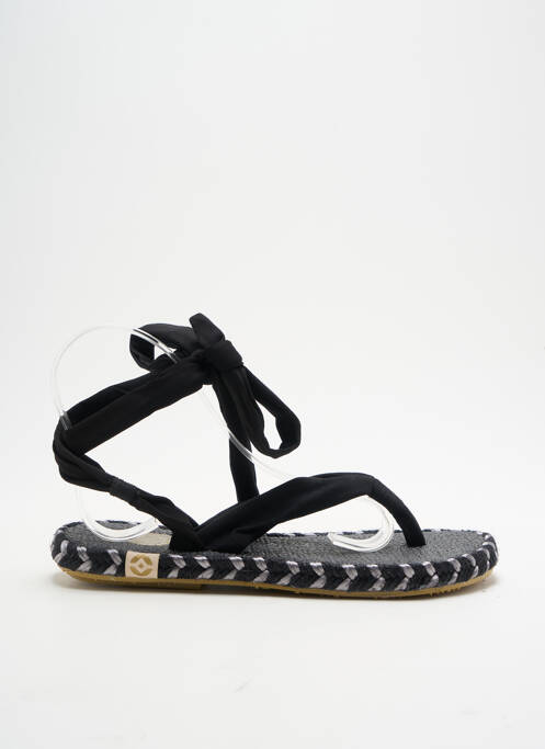 Tongs tissage satiné talon plat jusqu'à 3cm noir NALHO femme