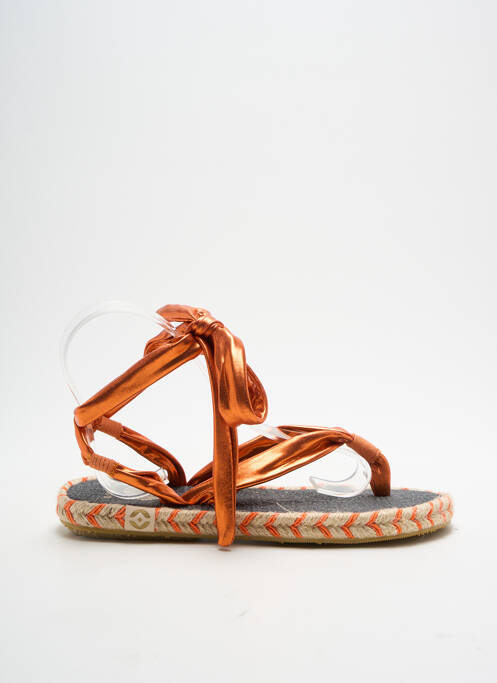 Tongs matière lisse talon plat jusqu'à 3cm orange NALHO femme