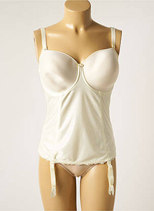Guêpière/porte-jarretelle effet matière satinée beige FANTASIE femme